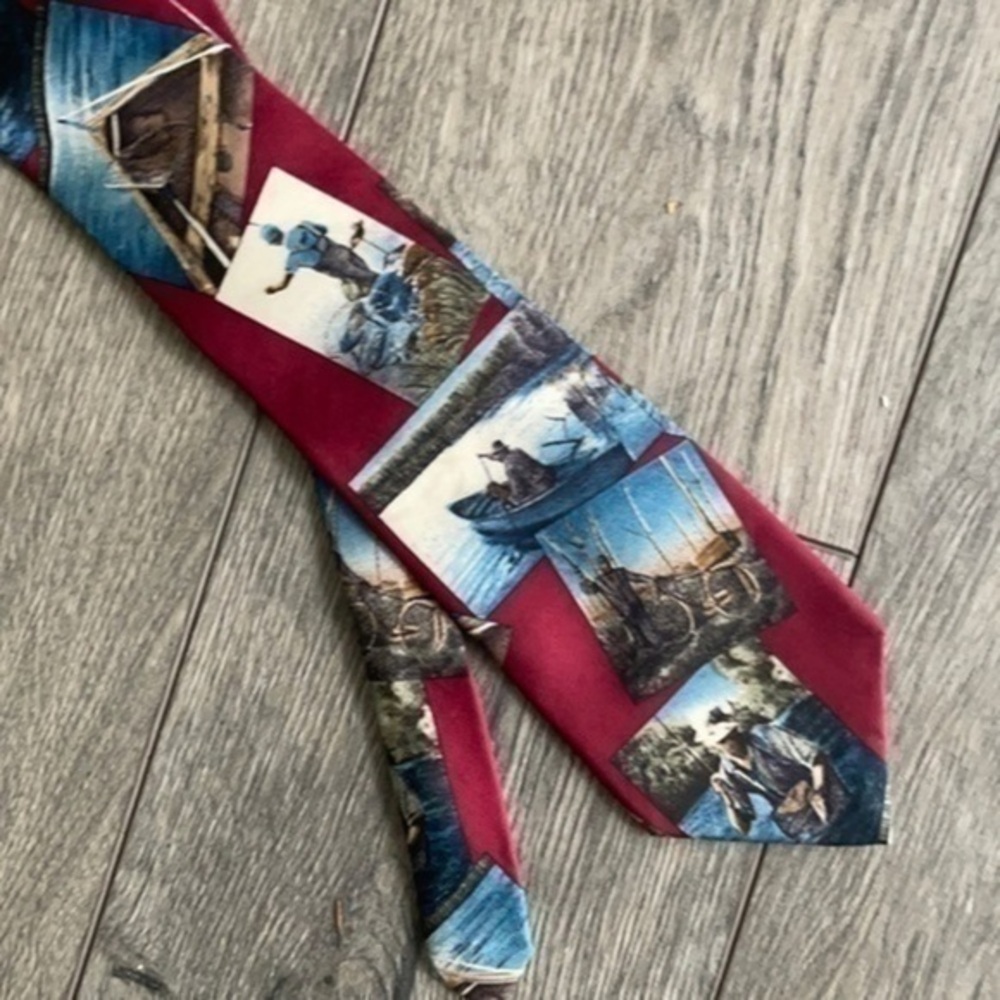 Eddie Bauer tie fishing tie Red and brown